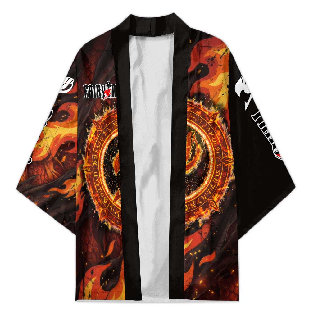 Natsu Dragneel Fairy Tail Kimono Flame Magic Anime Style with Dragon Emblem and Fire Seal