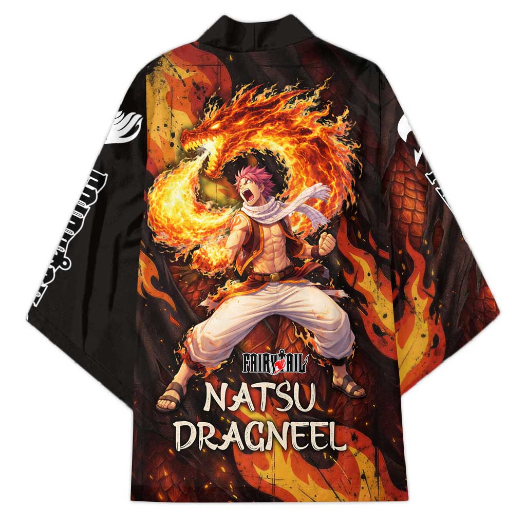 Natsu Dragneel Fairy Tail Kimono Flame Magic Anime Style with Dragon Emblem and Fire Seal