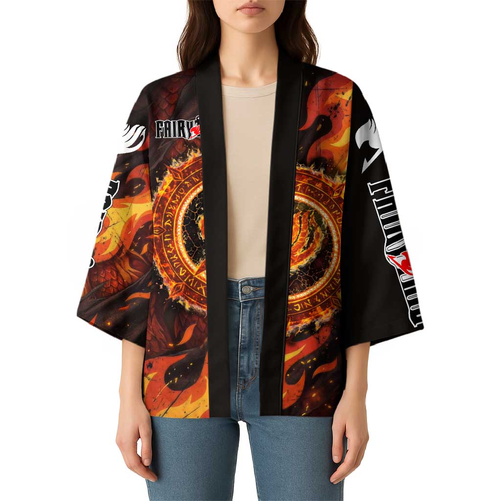 Natsu Dragneel Fairy Tail Kimono Flame Magic Anime Style with Dragon Emblem and Fire Seal