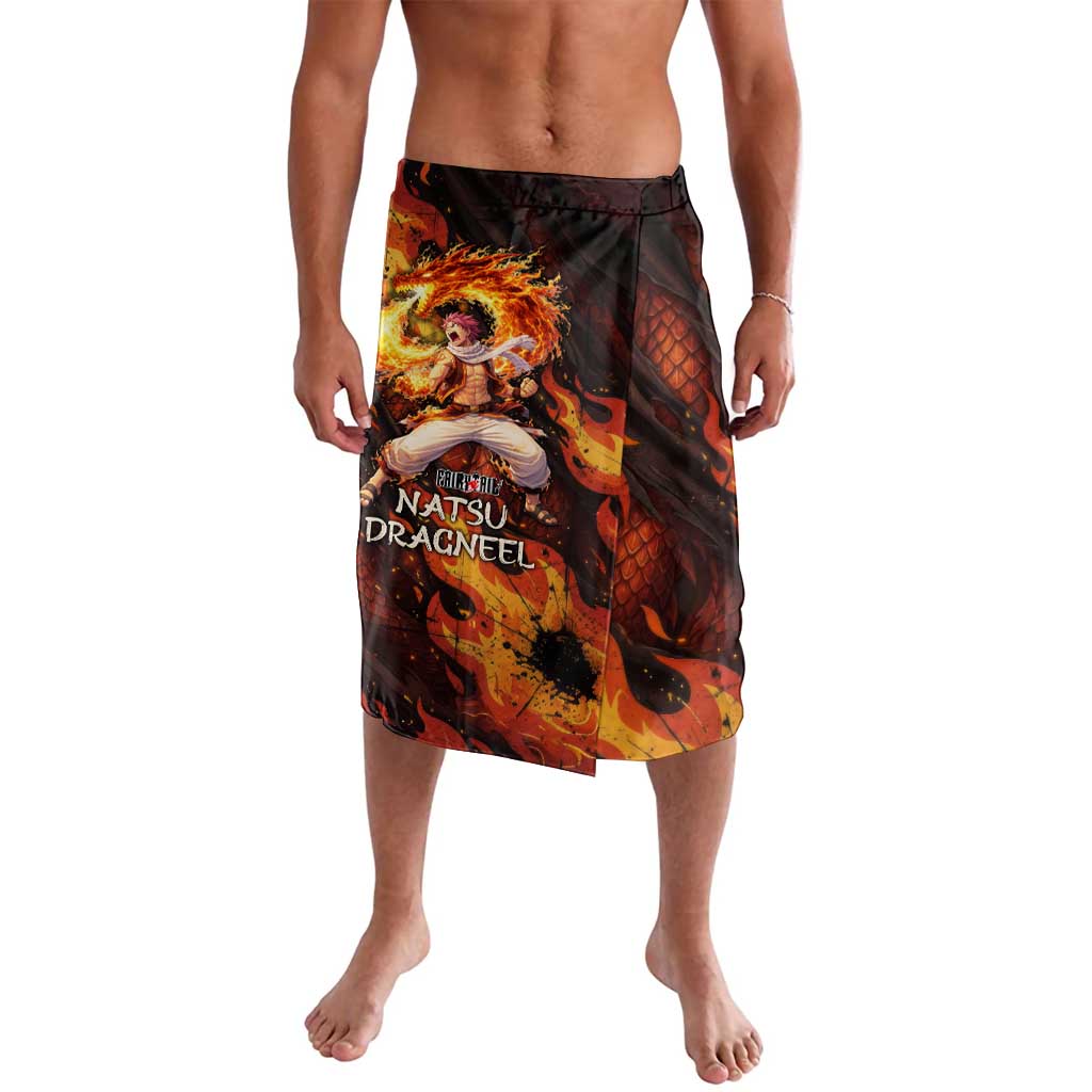 Natsu Dragneel Fairy Tail Lavalava Flame Magic Anime Style with Dragon Emblem and Fire Seal
