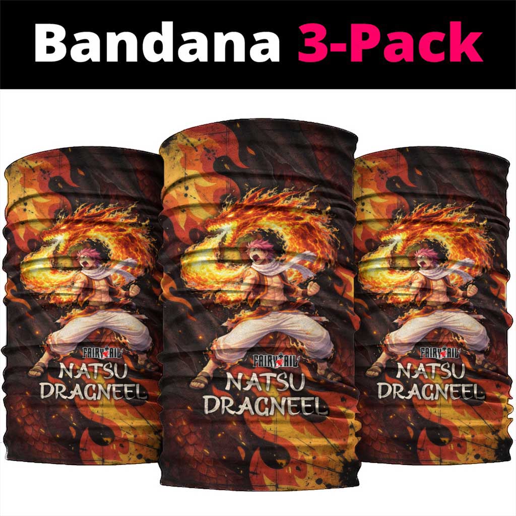 Natsu Dragneel Fairy Tail Neck Gaiter Flame Magic Anime Style with Dragon Emblem and Fire Seal