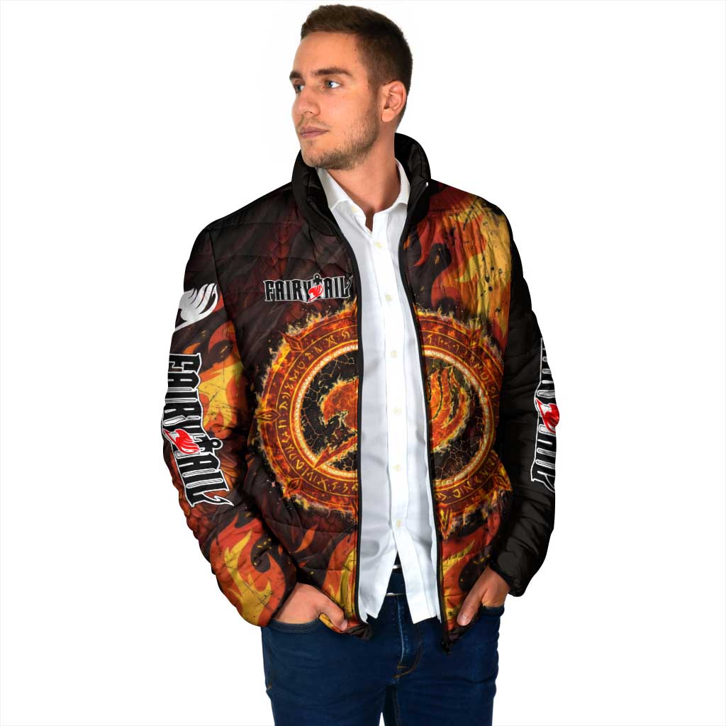 Natsu Dragneel Fairy Tail Padded Jacket Flame Magic Anime Style with Dragon Emblem and Fire Seal