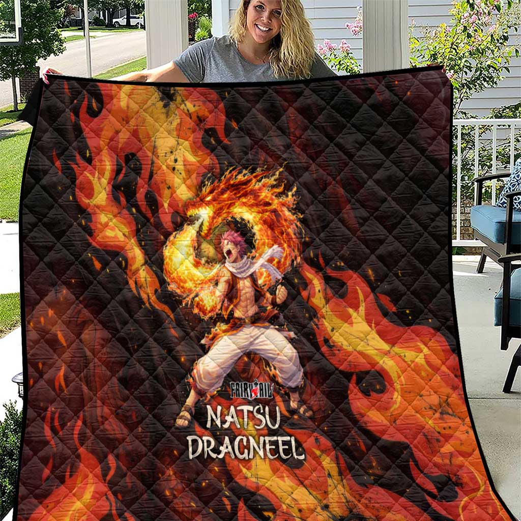 Natsu Dragneel Fairy Tail Quilt Flame Magic Anime Style with Dragon Emblem and Fire Seal