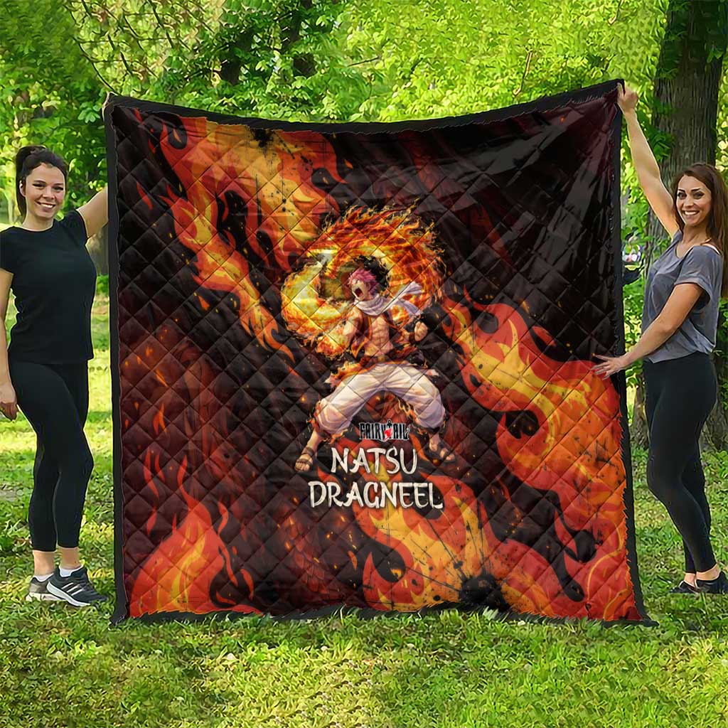 Natsu Dragneel Fairy Tail Quilt Flame Magic Anime Style with Dragon Emblem and Fire Seal