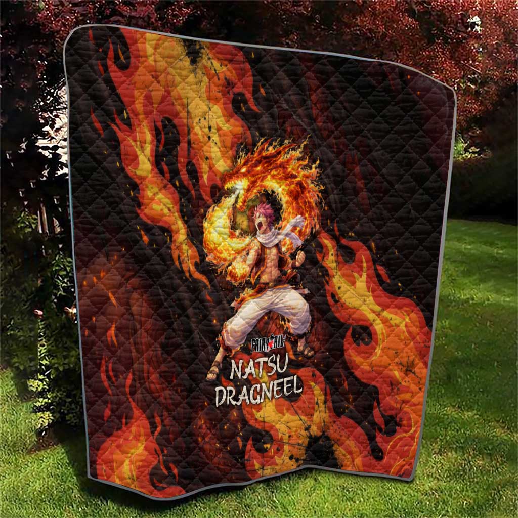 Natsu Dragneel Fairy Tail Quilt Flame Magic Anime Style with Dragon Emblem and Fire Seal