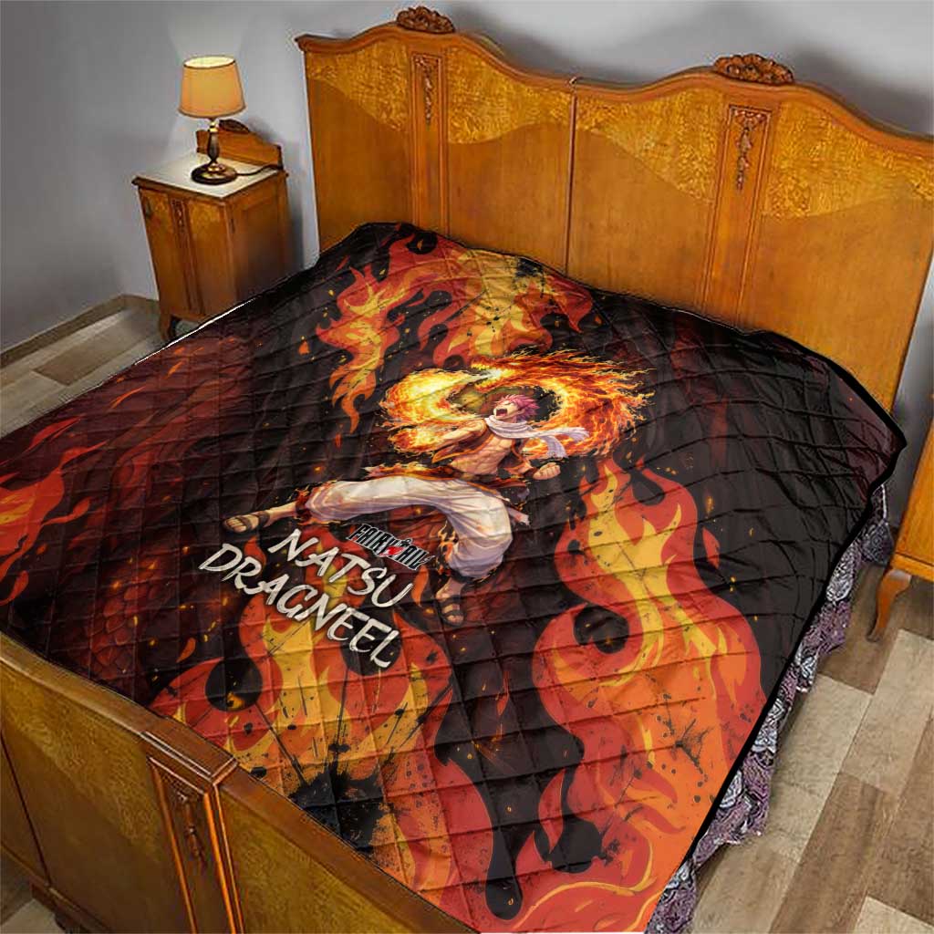 Natsu Dragneel Fairy Tail Quilt Flame Magic Anime Style with Dragon Emblem and Fire Seal