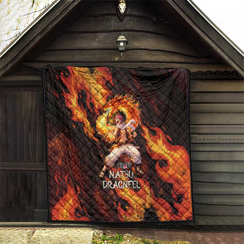 Natsu Dragneel Fairy Tail Quilt Flame Magic Anime Style with Dragon Emblem and Fire Seal