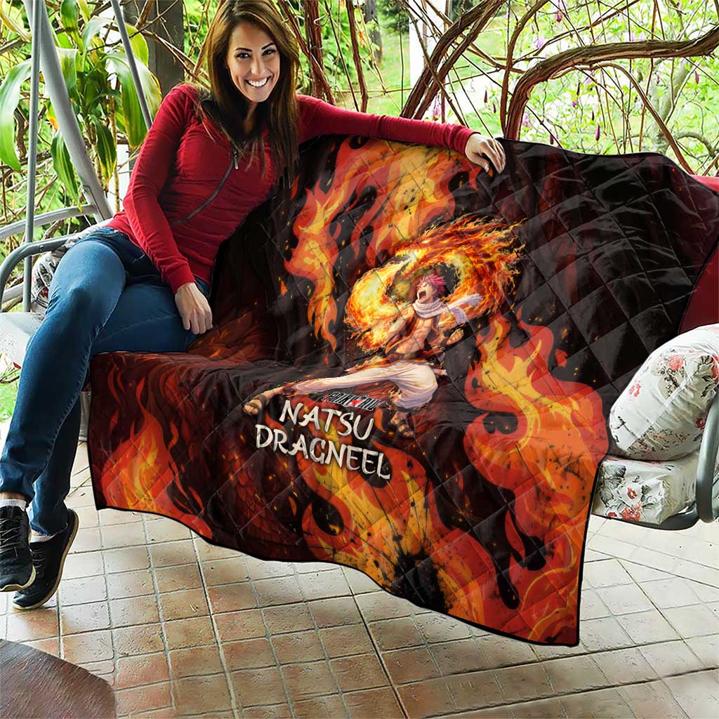 Natsu Dragneel Fairy Tail Quilt Flame Magic Anime Style with Dragon Emblem and Fire Seal