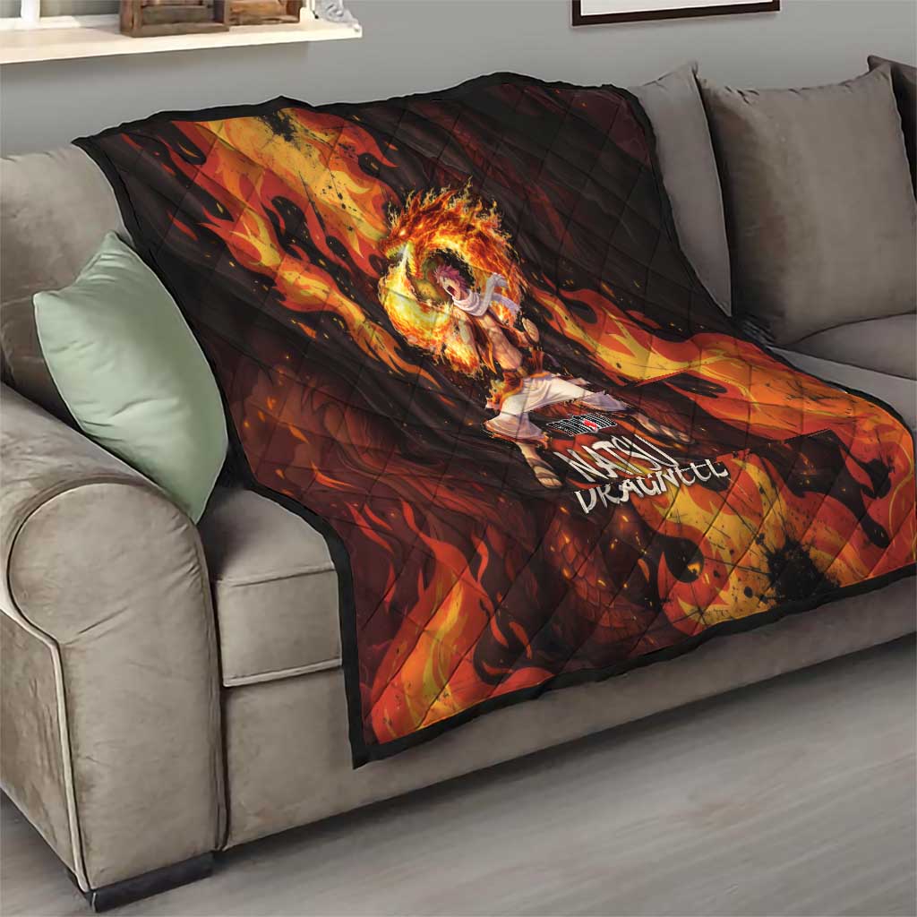 Natsu Dragneel Fairy Tail Quilt Flame Magic Anime Style with Dragon Emblem and Fire Seal