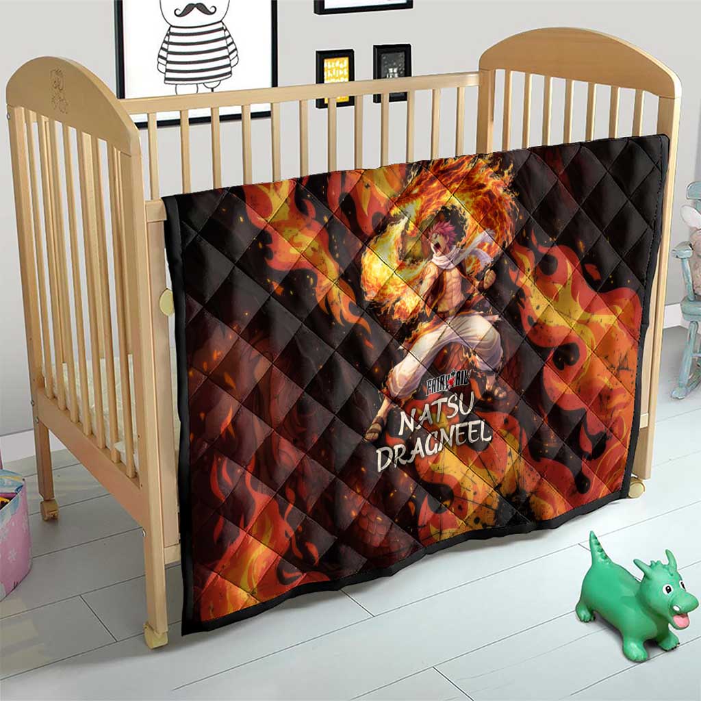 Natsu Dragneel Fairy Tail Quilt Flame Magic Anime Style with Dragon Emblem and Fire Seal