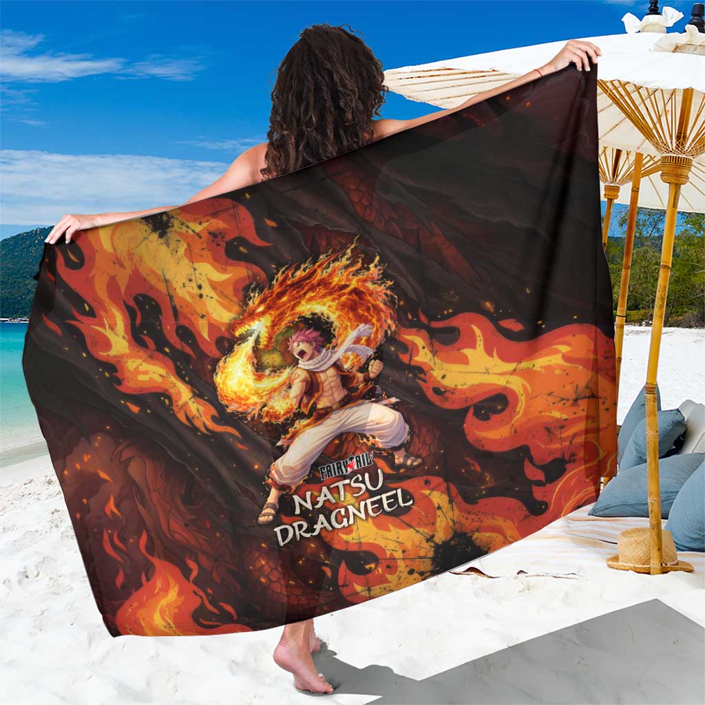 Natsu Dragneel Fairy Tail Sarong Flame Magic Anime Style with Dragon Emblem and Fire Seal