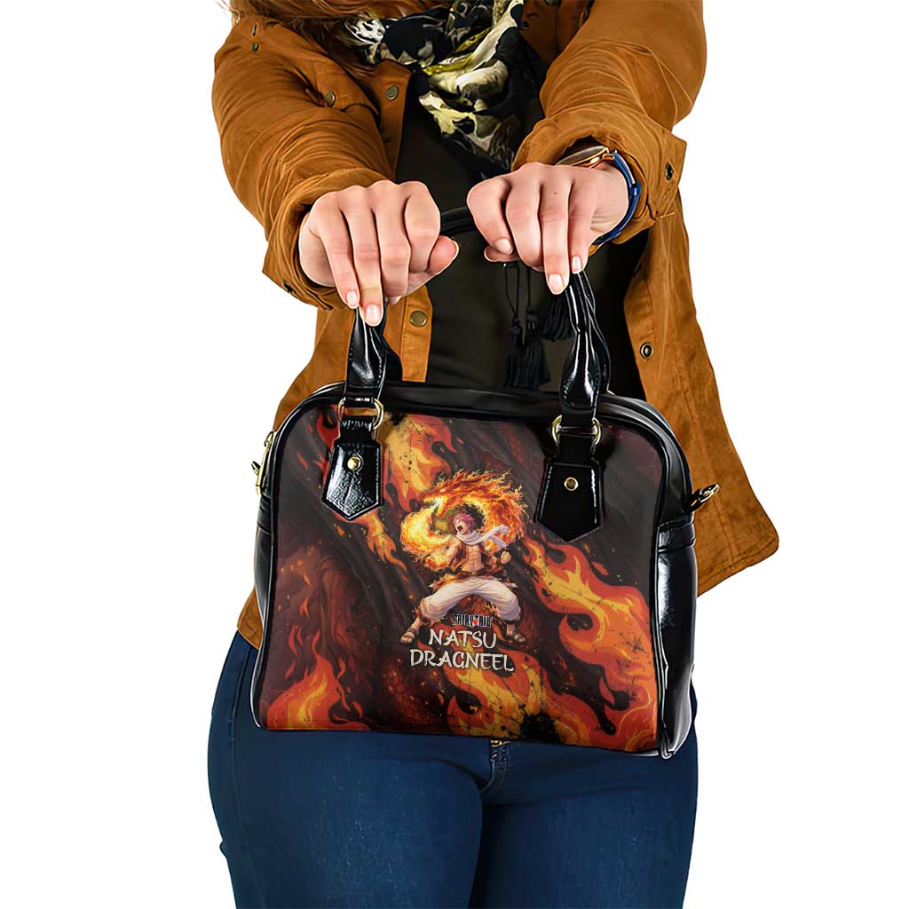 Natsu Dragneel Fairy Tail Shoulder Handbag Flame Magic Anime Style with Dragon Emblem and Fire Seal