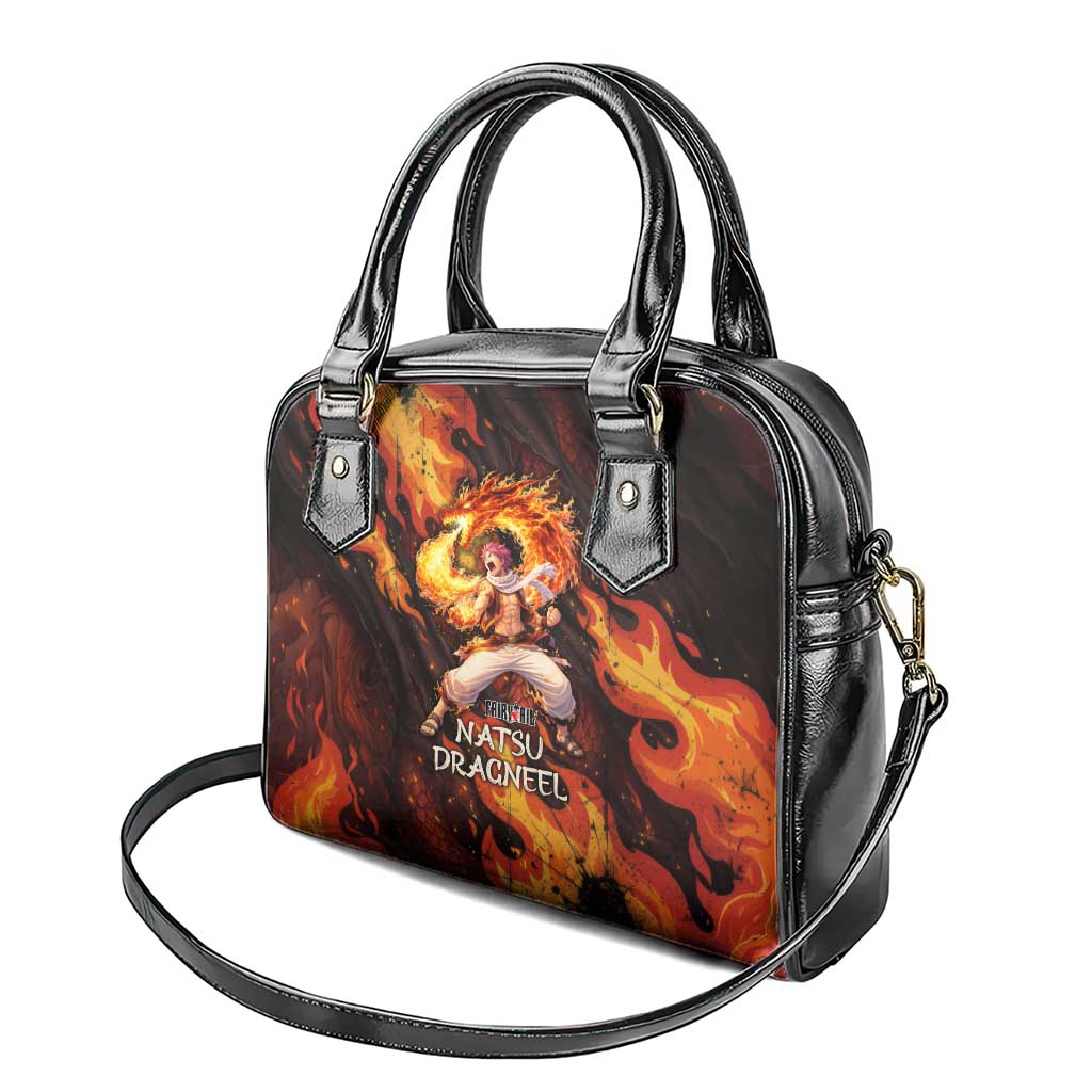 Natsu Dragneel Fairy Tail Shoulder Handbag Flame Magic Anime Style with Dragon Emblem and Fire Seal