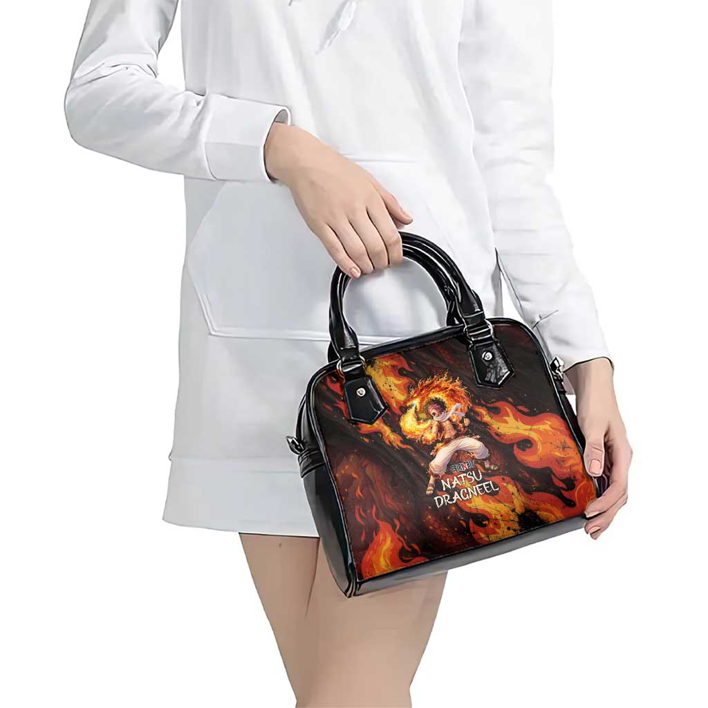 Natsu Dragneel Fairy Tail Shoulder Handbag Flame Magic Anime Style with Dragon Emblem and Fire Seal