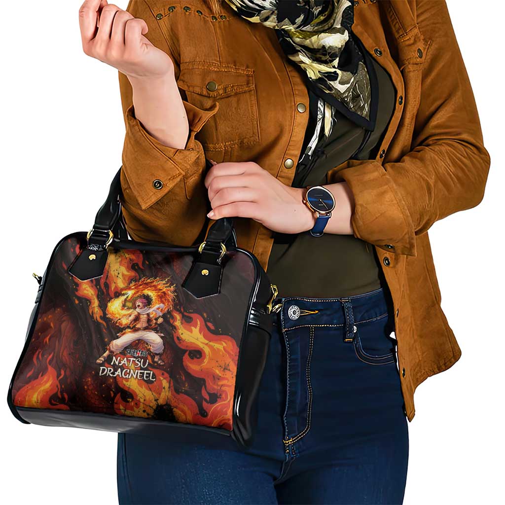 Natsu Dragneel Fairy Tail Shoulder Handbag Flame Magic Anime Style with Dragon Emblem and Fire Seal