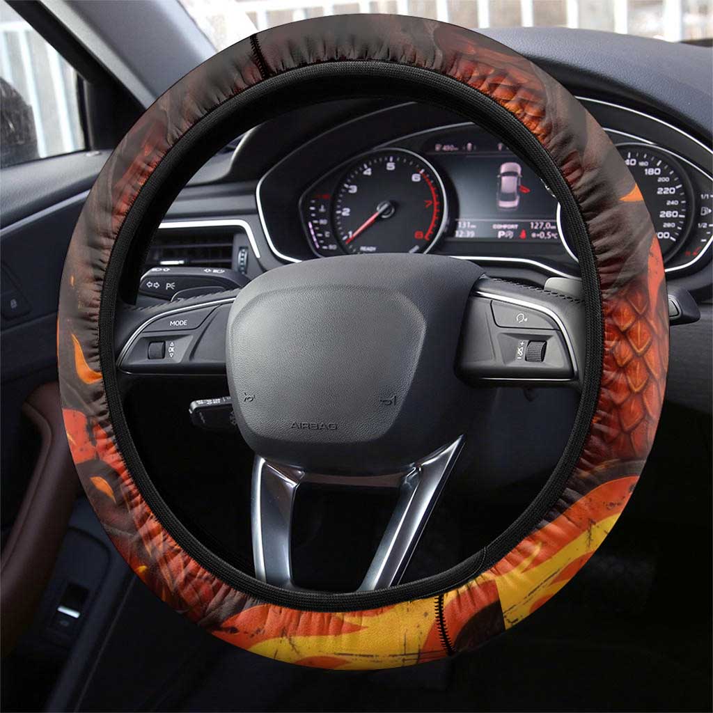 Natsu Dragneel Fairy Tail Steering Wheel Cover Flame Magic Anime Style with Dragon Emblem and Fire Seal