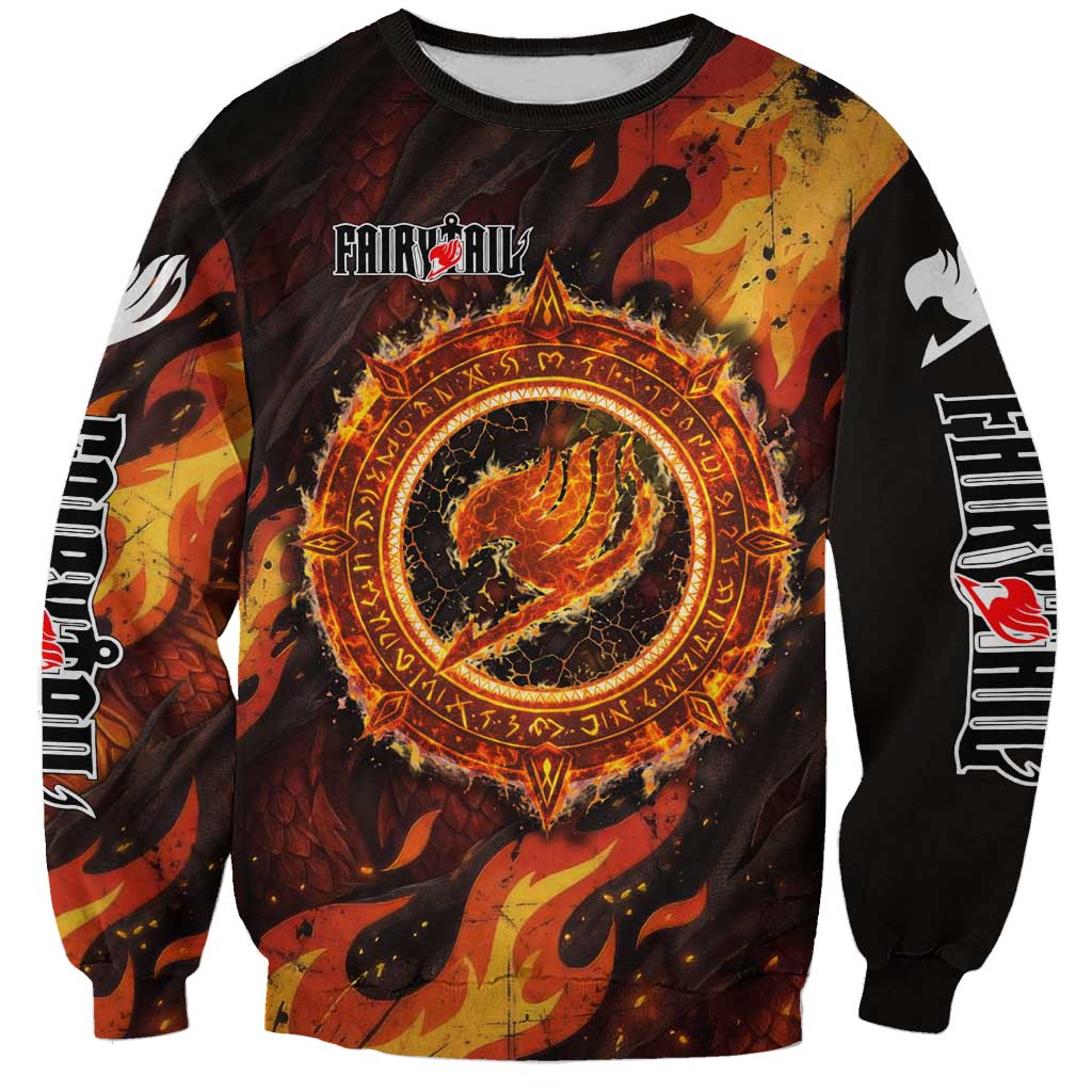 Natsu Dragneel Fairy Tail Sweatshirt Flame Magic Anime Style with Dragon Emblem and Fire Seal