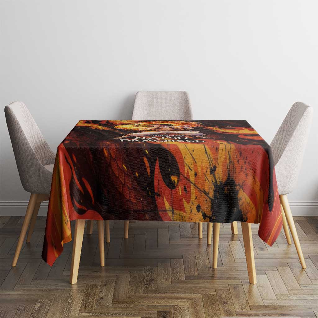 Natsu Dragneel Fairy Tail Tablecloth Flame Magic Anime Style with Dragon Emblem and Fire Seal