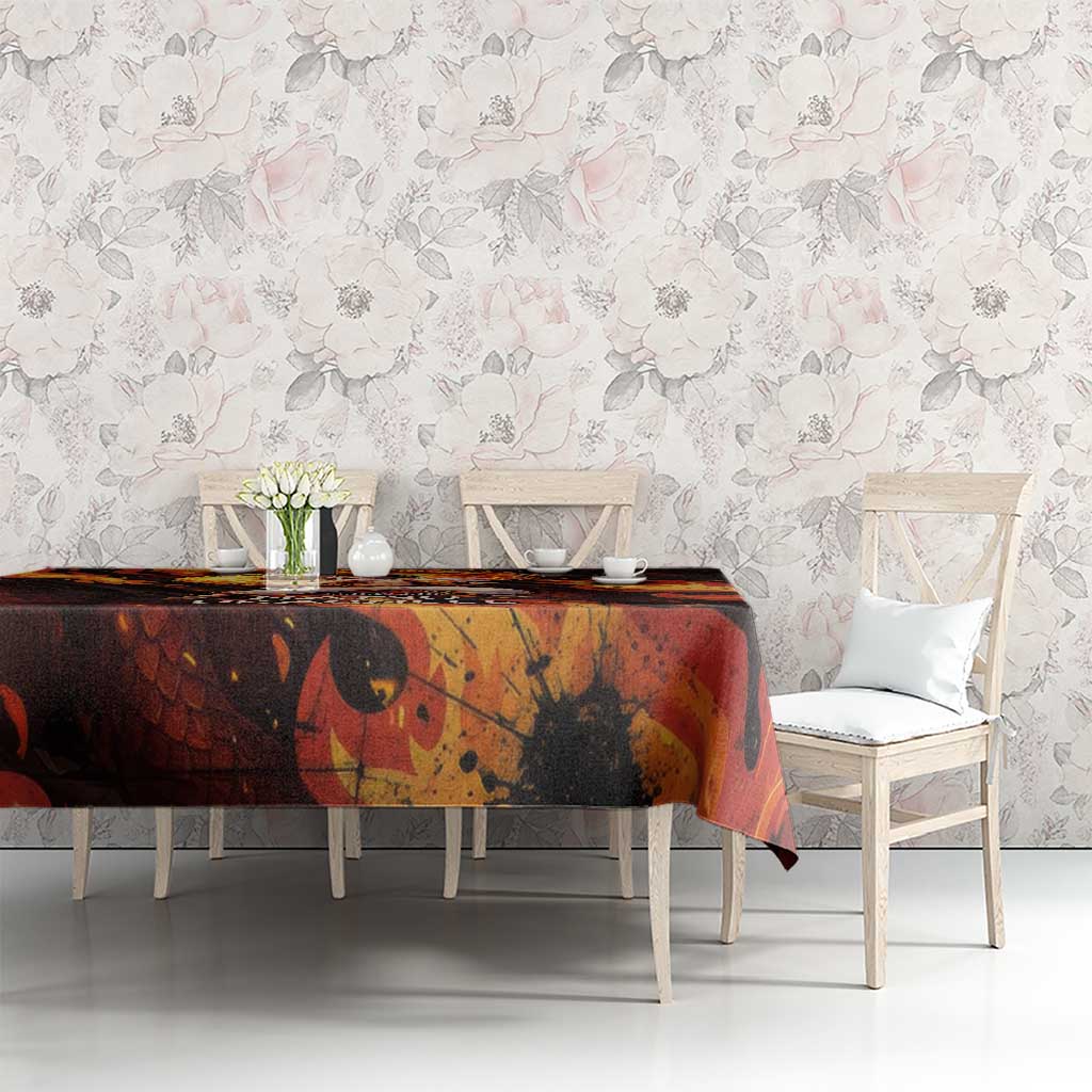 Natsu Dragneel Fairy Tail Tablecloth Flame Magic Anime Style with Dragon Emblem and Fire Seal
