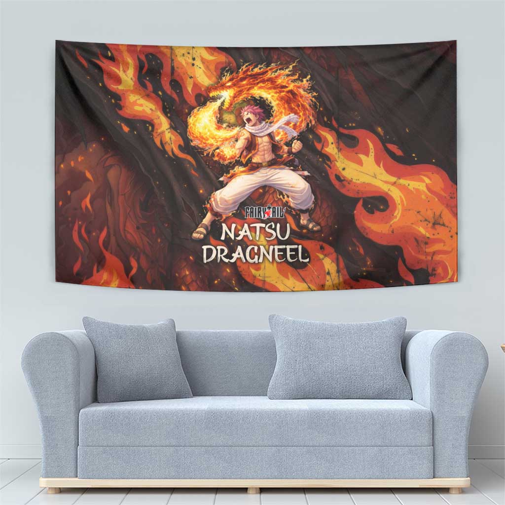 Natsu Dragneel Fairy Tail Tapestry Flame Magic Anime Style with Dragon Emblem and Fire Seal