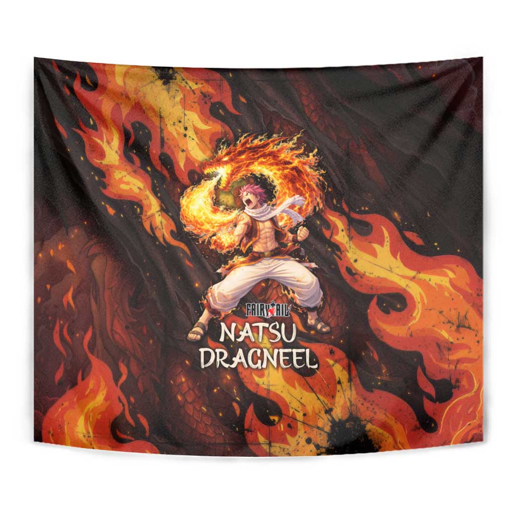 Natsu Dragneel Fairy Tail Tapestry Flame Magic Anime Style with Dragon Emblem and Fire Seal