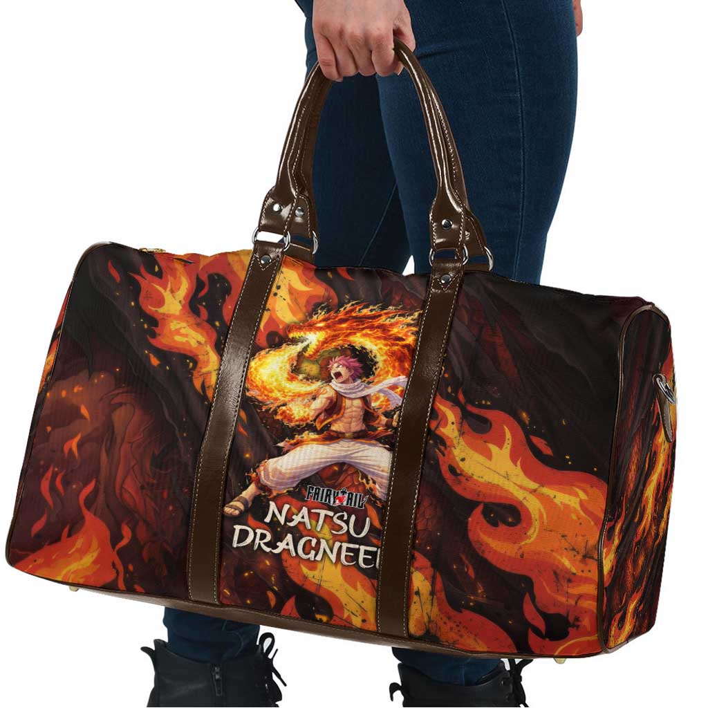 Natsu Dragneel Fairy Tail Travel Bag Flame Magic Anime Style with Dragon Emblem and Fire Seal