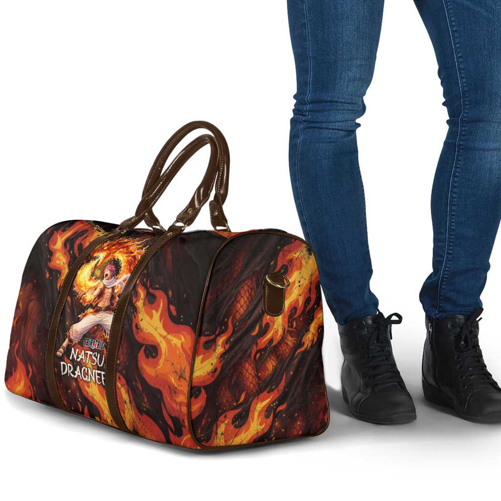 Natsu Dragneel Fairy Tail Travel Bag Flame Magic Anime Style with Dragon Emblem and Fire Seal