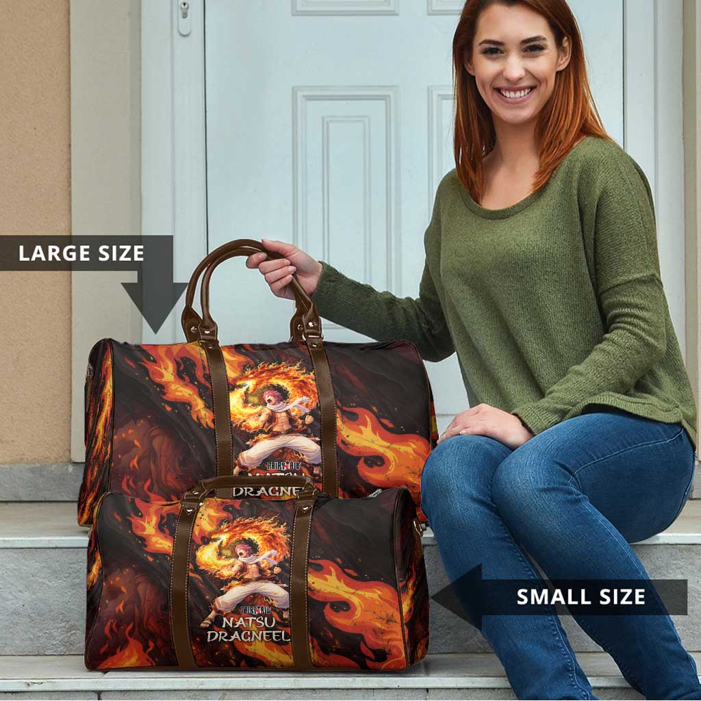 Natsu Dragneel Fairy Tail Travel Bag Flame Magic Anime Style with Dragon Emblem and Fire Seal