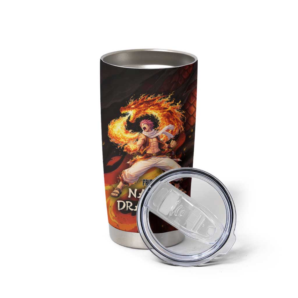 Natsu Dragneel Fairy Tail Tumbler Cup Flame Magic Anime Style with Dragon Emblem and Fire Seal
