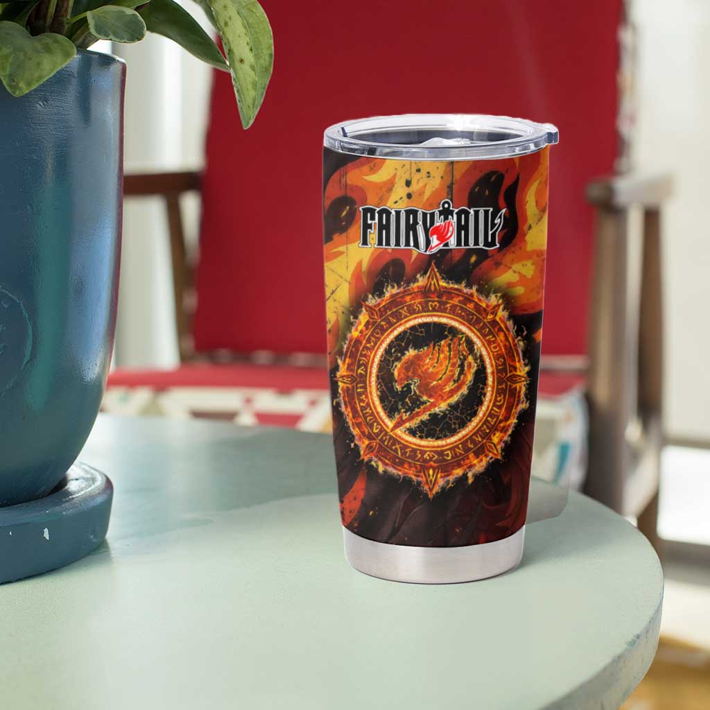 Natsu Dragneel Fairy Tail Tumbler Cup Flame Magic Anime Style with Dragon Emblem and Fire Seal