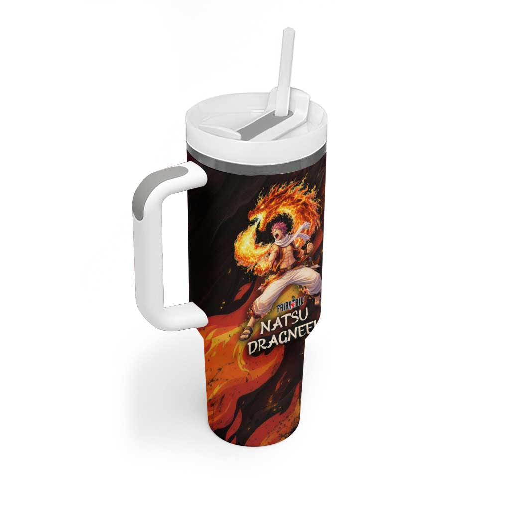 Natsu Dragneel Fairy Tail Tumbler With Handle Flame Magic Anime Style with Dragon Emblem and Fire Seal