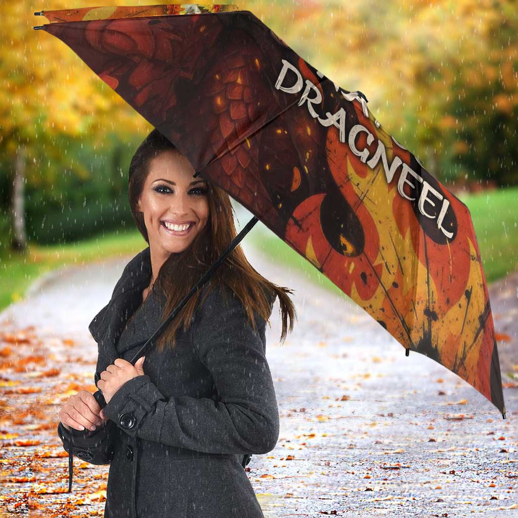 Natsu Dragneel Fairy Tail Umbrella Flame Magic Anime Style with Dragon Emblem and Fire Seal