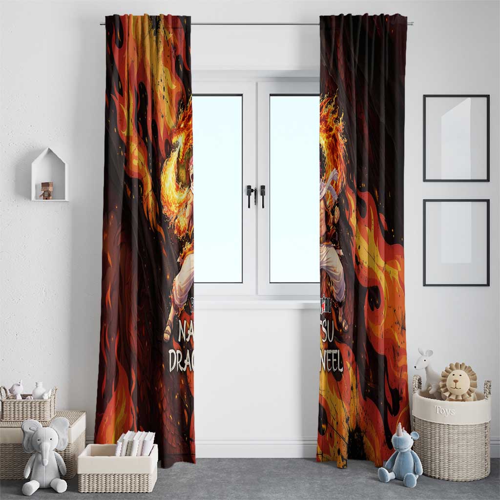 Natsu Dragneel Fairy Tail Window Curtain Flame Magic Anime Style with Dragon Emblem and Fire Seal