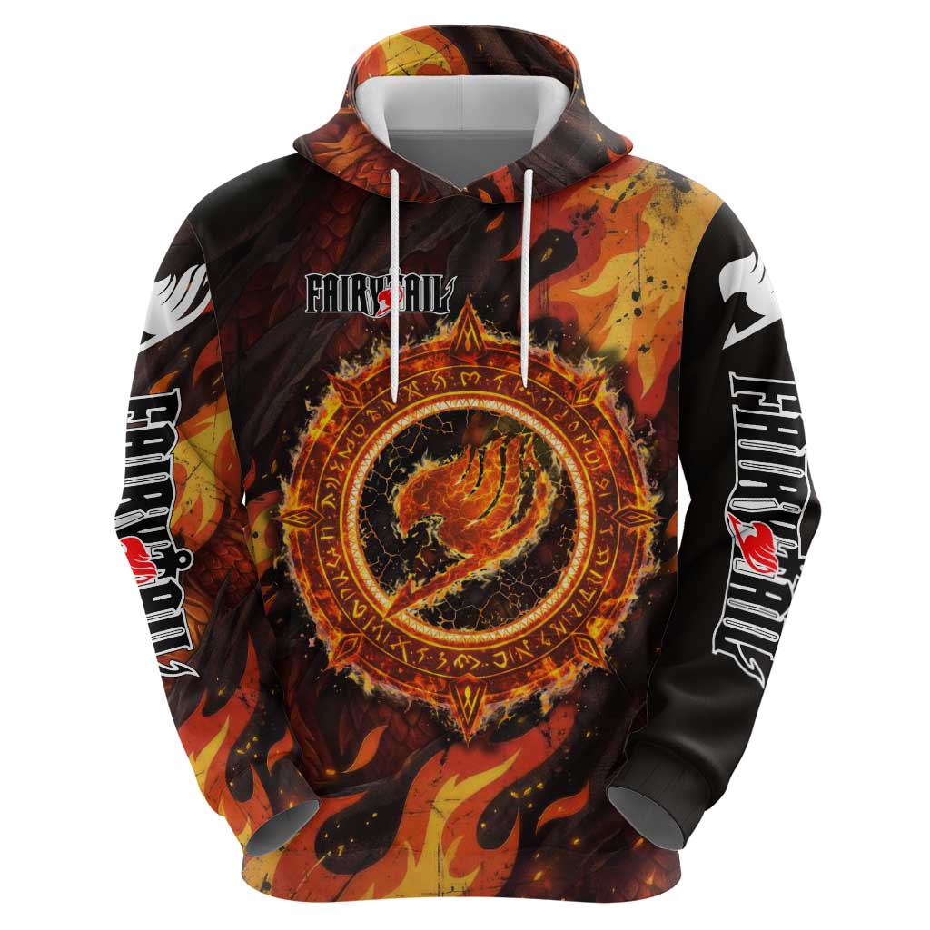 Natsu Dragneel Fairy Tail Zip Hoodie Flame Magic Anime Style with Dragon Emblem and Fire Seal