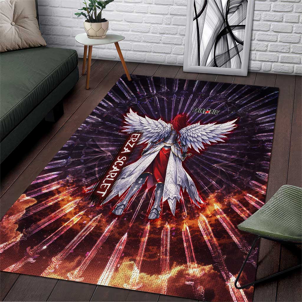 Erza Scarlet Fairy Tail Area Rug Celestial Armor Anime Style with Radiant Winged Design