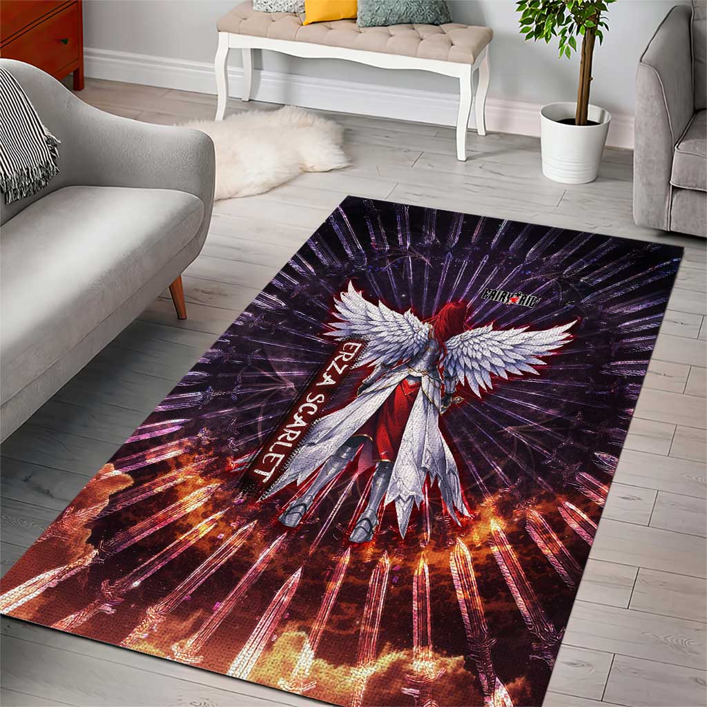 Erza Scarlet Fairy Tail Area Rug Celestial Armor Anime Style with Radiant Winged Design
