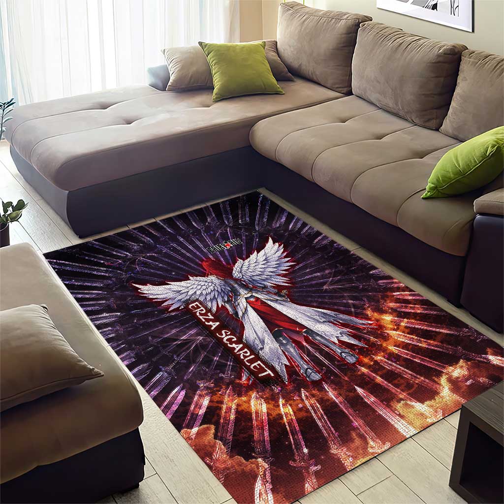 Erza Scarlet Fairy Tail Area Rug Celestial Armor Anime Style with Radiant Winged Design
