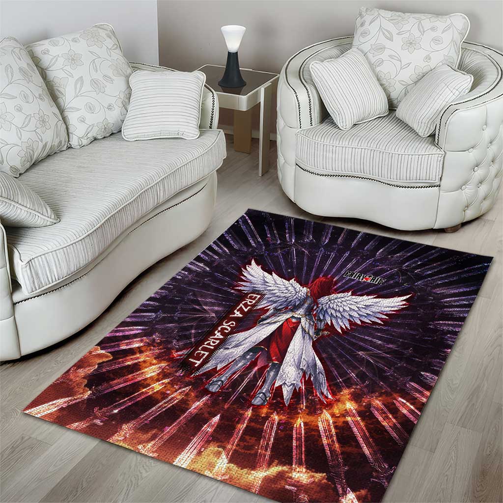 Erza Scarlet Fairy Tail Area Rug Celestial Armor Anime Style with Radiant Winged Design