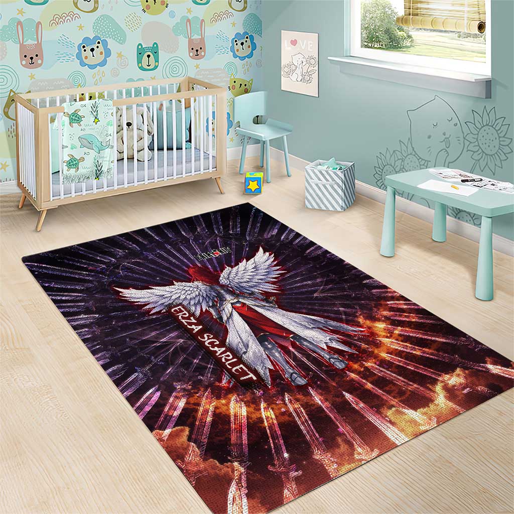 Erza Scarlet Fairy Tail Area Rug Celestial Armor Anime Style with Radiant Winged Design