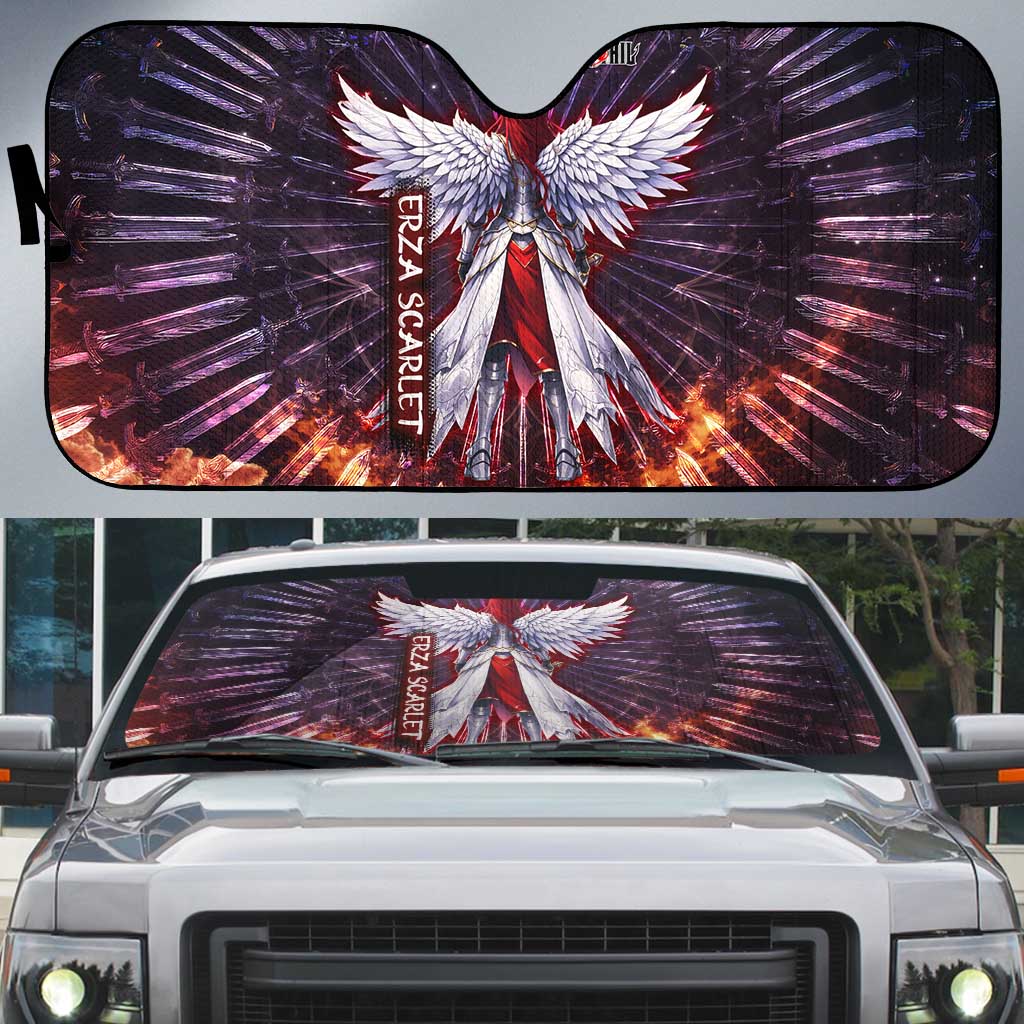 Erza Scarlet Fairy Tail Auto Sun Shade Celestial Armor Anime Style with Radiant Winged Design