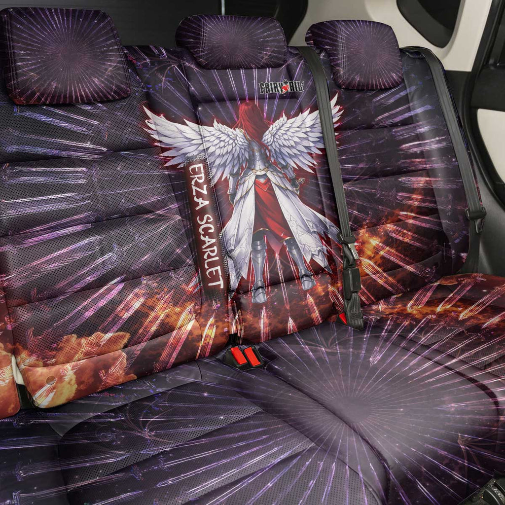 Erza Scarlet Fairy Tail Back Car Seat Cover Celestial Armor Anime Style with Radiant Winged Design