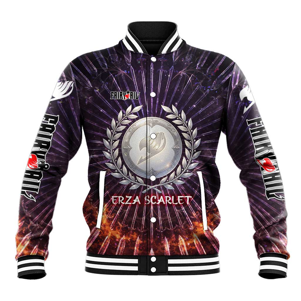 Erza Scarlet Fairy Tail Baseball Jacket Celestial Armor Anime Style with Radiant Winged Design