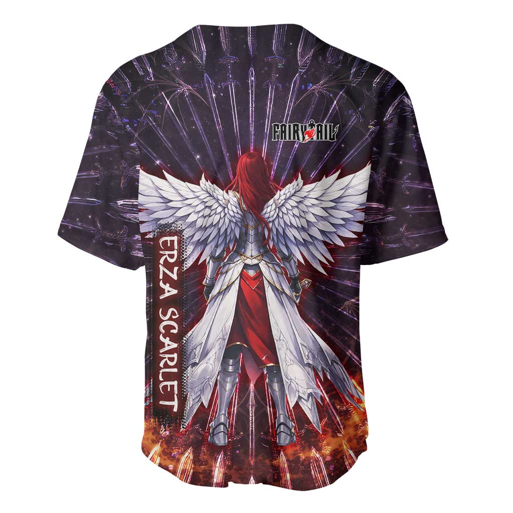 Erza Scarlet Fairy Tail Baseball Jersey Celestial Armor Anime Style with Radiant Winged Design
