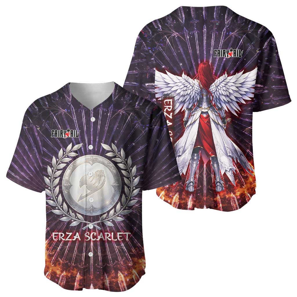 Erza Scarlet Fairy Tail Baseball Jersey Celestial Armor Anime Style with Radiant Winged Design