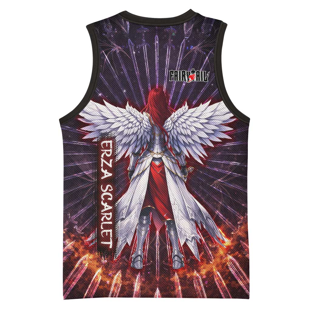 Erza Scarlet Fairy Tail Basketball Jersey Celestial Armor Anime Style with Radiant Winged Design