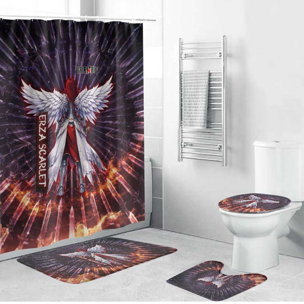 Erza Scarlet Fairy Tail Bathroom Set Celestial Armor Anime Style with Radiant Winged Design