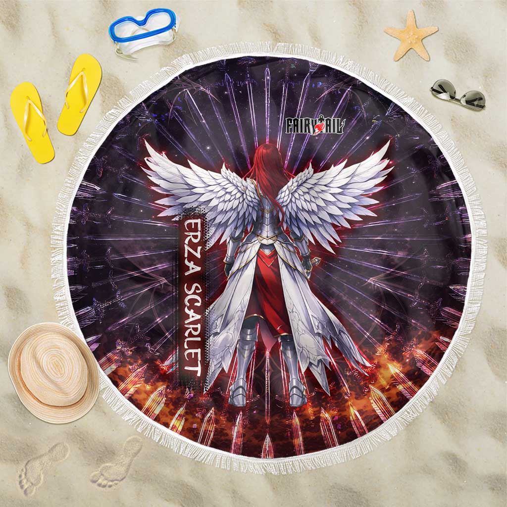 Erza Scarlet Fairy Tail Beach Blanket Celestial Armor Anime Style with Radiant Winged Design