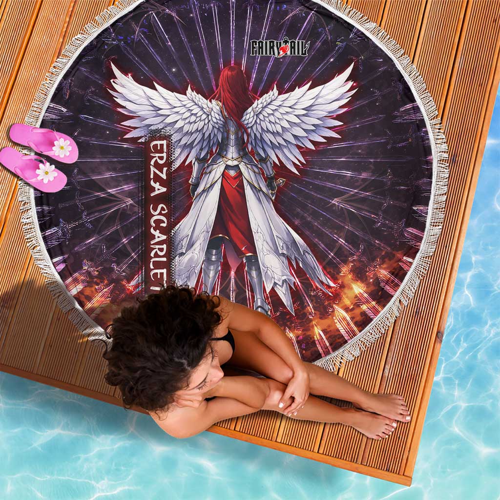 Erza Scarlet Fairy Tail Beach Blanket Celestial Armor Anime Style with Radiant Winged Design