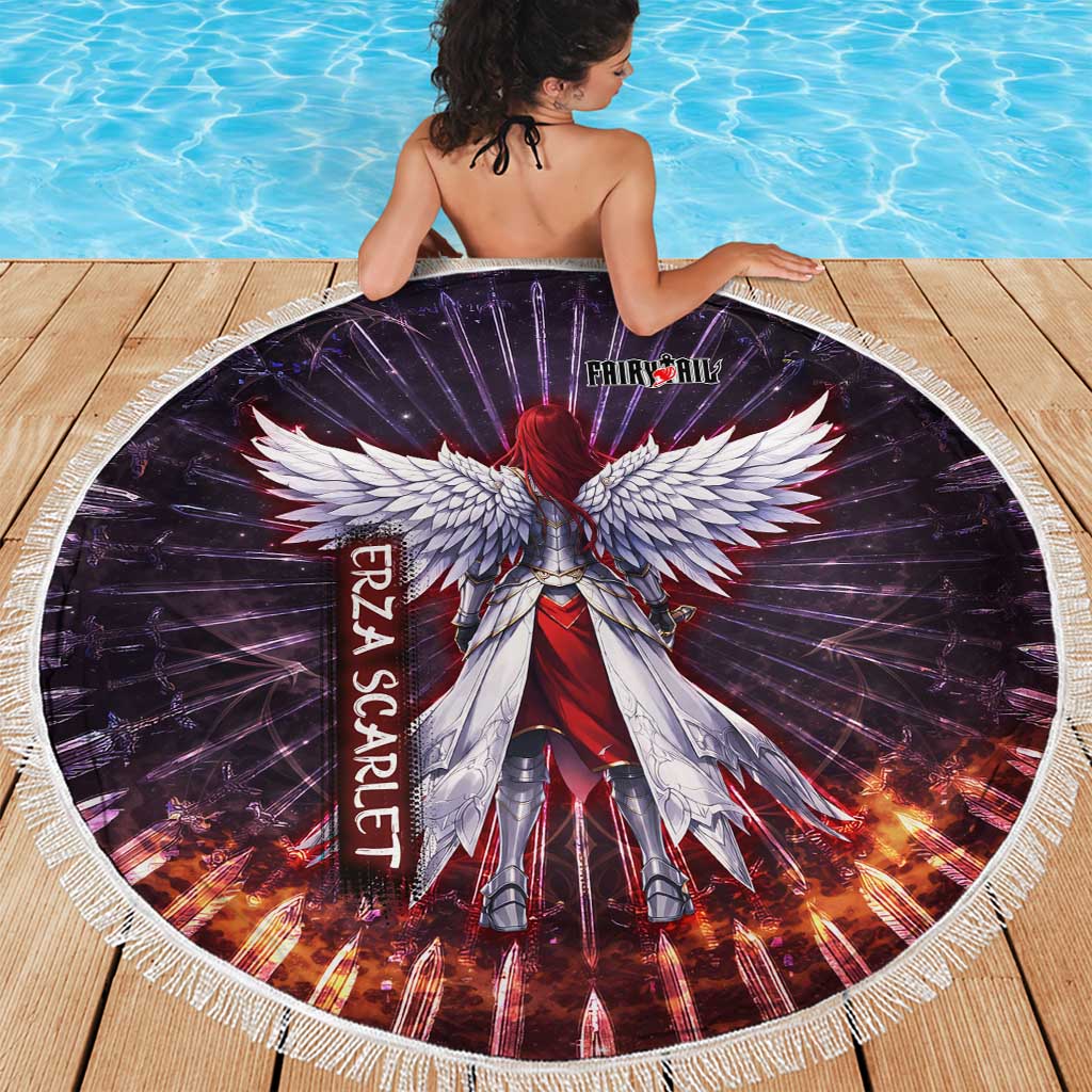 Erza Scarlet Fairy Tail Beach Blanket Celestial Armor Anime Style with Radiant Winged Design