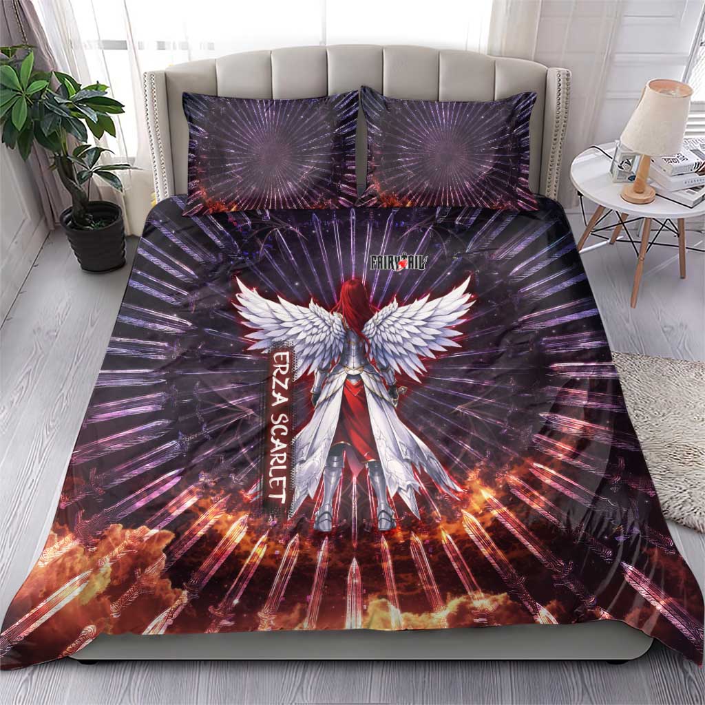 Erza Scarlet Fairy Tail Bedding Set Celestial Armor Anime Style with Radiant Winged Design